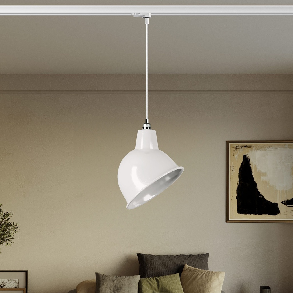 Lampada a sospensione per binari con paralume Broadway – Senza lampadina, Bianco, Powergear – foto 2