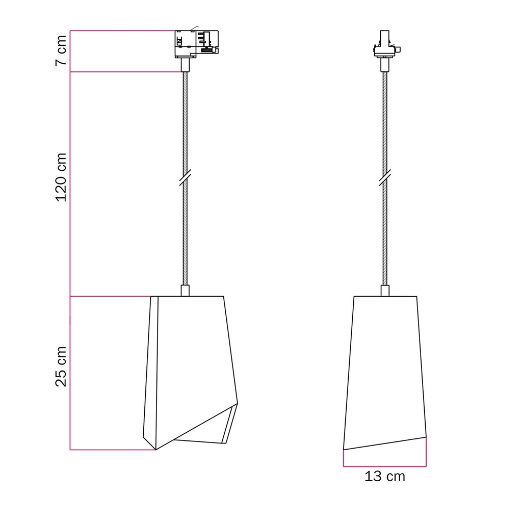 Pendant lamp for tracks with Prisma concrete lampshade – Without bulb, Light cement, Powergear – photo 3