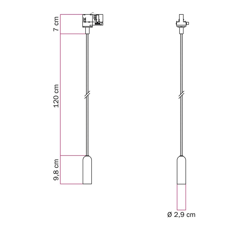 Lampada a sospensione con portalampada E14 P-Light per binari – Senza lampadina, Powergear – foto 6