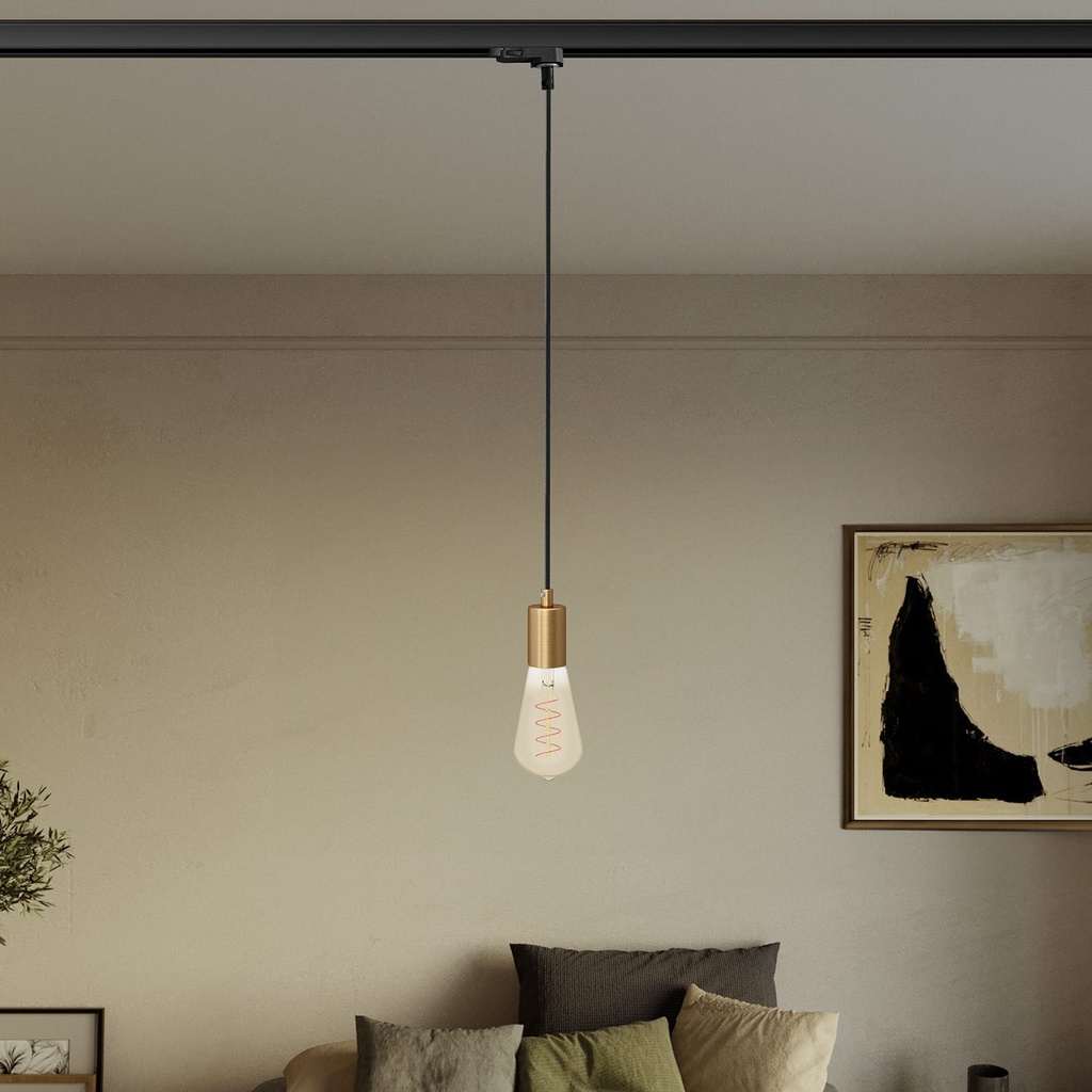 Pendant lamp for tracks with satin metal finish – Without bulb, Brushed bronze, Powergear – photo 2