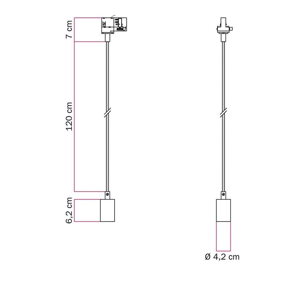 Pendant lamp for tracks with satin metal finish – Without bulb, Brushed bronze, Powergear – photo 6