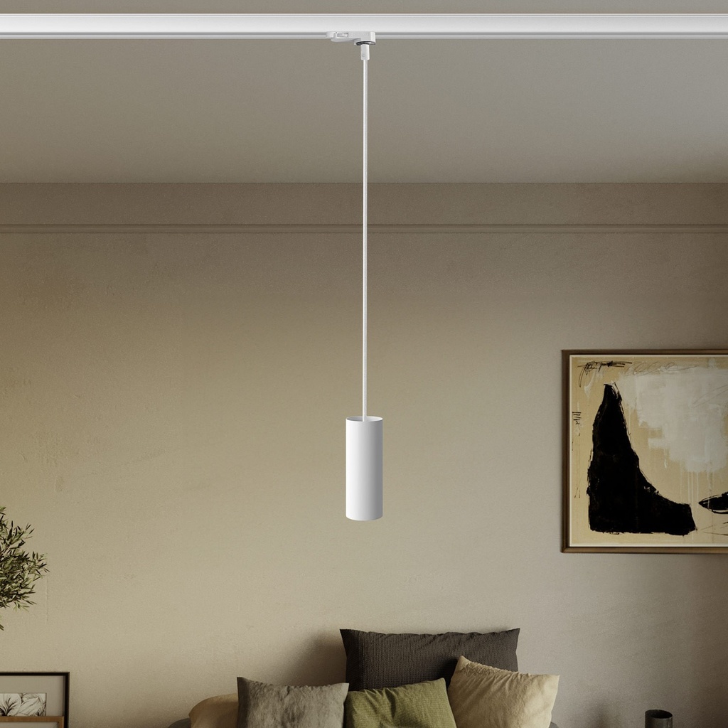 Suspension avec abat-jour Tub-E14 pour rails – Sans ampoule, Blanc, Powergear – photo 2