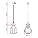 Suspension with Drop cage lampshade for tracks – Without bulb, White, Powergear – photo 6