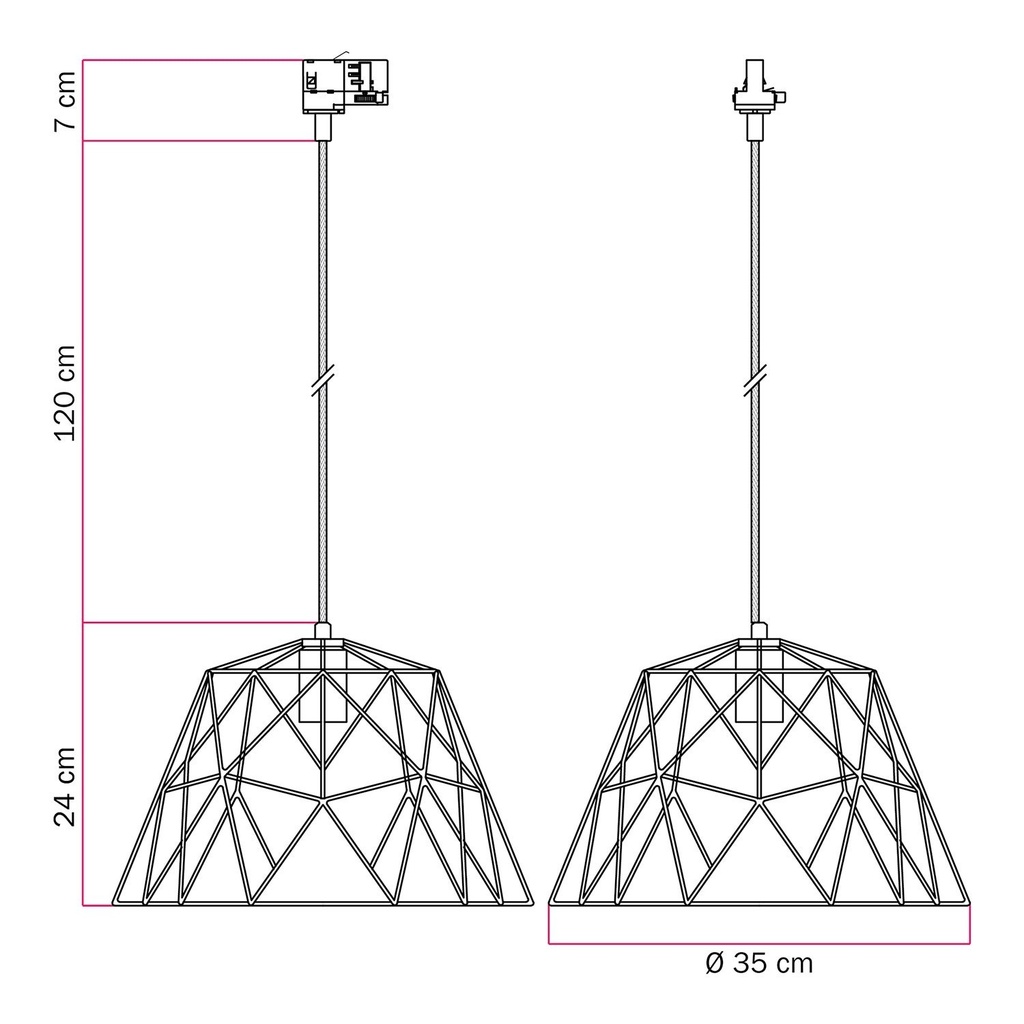 Pendelleuchte für Schienensysteme mit Dome-Lampenschirm – Ohne Leuchtmittel, Weiß, Powergear – Foto 6