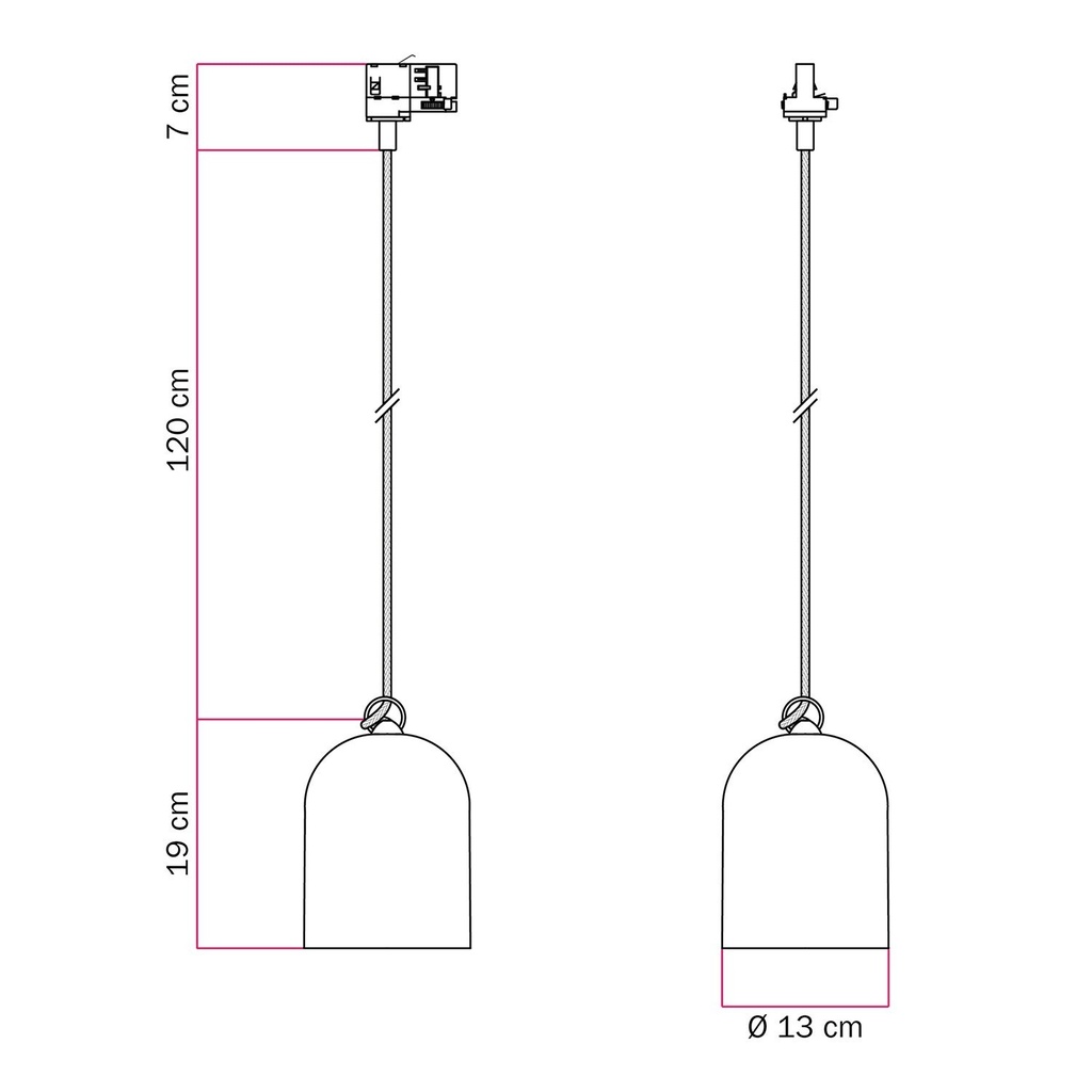 Schienenpendel mit Keramik Campana Lampenschirm – Ohne Leuchtmittel, Weiß glänzend, Powergear – Foto 6