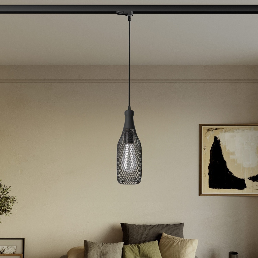Lampada a sospensione per binari con paralume bottiglia Magn 1