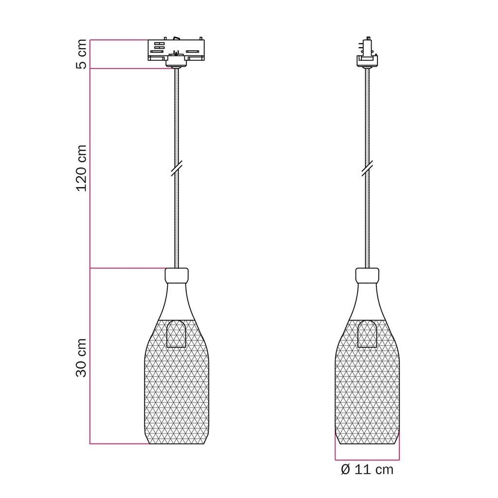 Track suspension lamp with Magnum bottle shade – photo 18