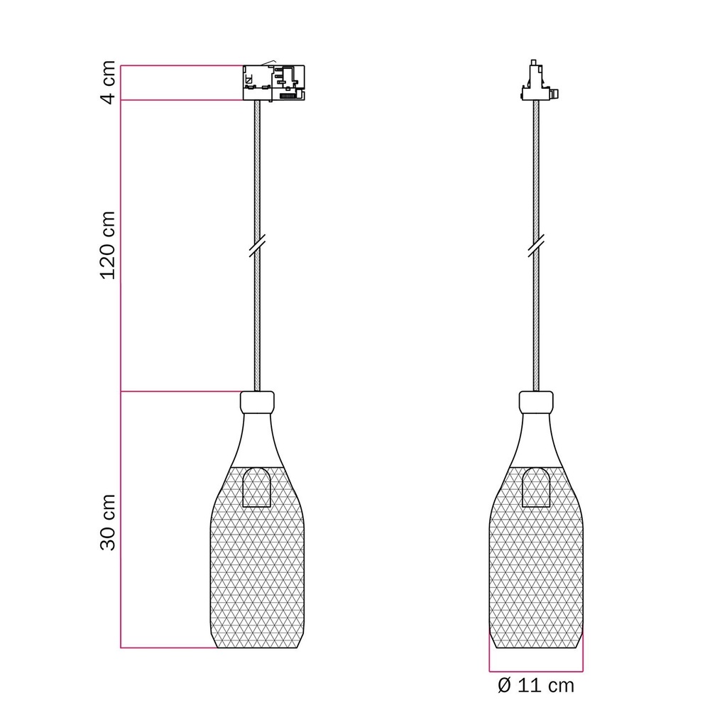Track suspension lamp with Magnum bottle shade – photo 19