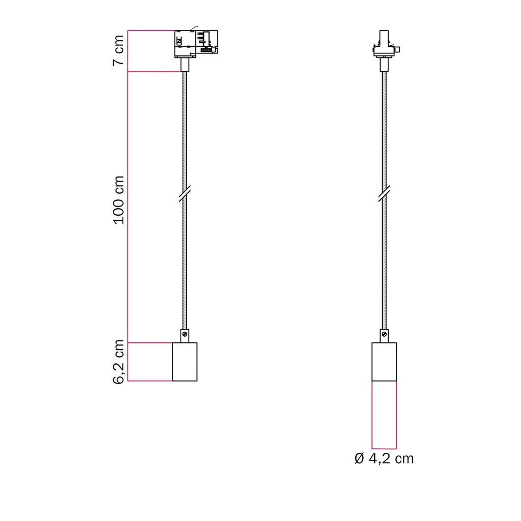 Plafoniera per binari in metallo – Senza lampadina, Bianco, Powergear – foto 6