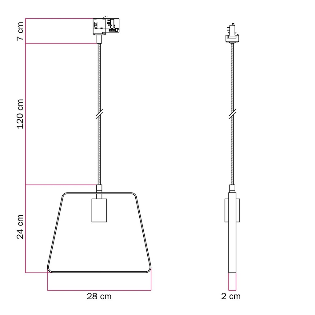 Suspension pour rail avec abat-jour Duedì Base – Sans ampoule, Blanc, Powergear – photo 6