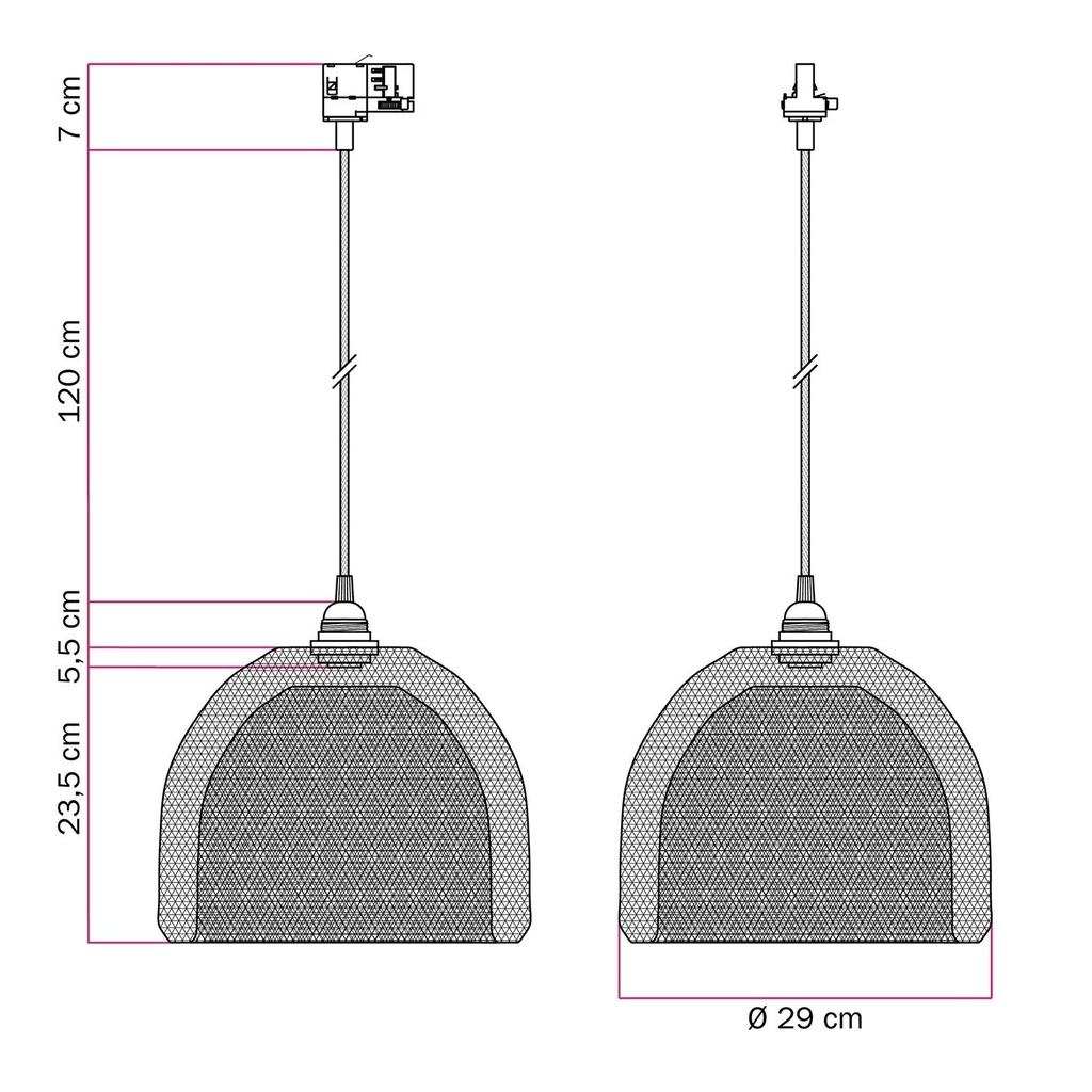 Suspension avec abat-jour cage Ghostbell XL pour rails – Sans ampoule, Blanc, Powergear – photo 6