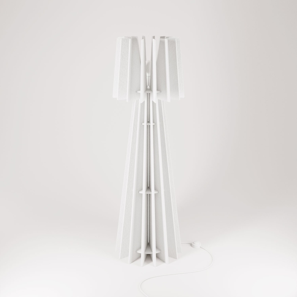 SHHINE lampada da terra in materiale fonoassorbente – Senza lampadina, Bianco melange, EU – foto 3