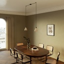 2-drop pendant lamp with wooden conical lampshades – Without bulb, Black – photo 3