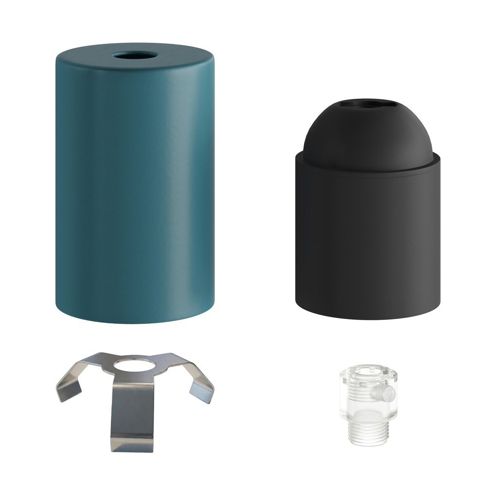 Kit douille E27 Pastel en métal avec serre-câble caché – Bleu pétrole – photo 2