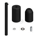 Kit portalampada E27 cilindrico in metallo con serracavo da 15 cm – Nero – foto 2