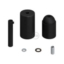 Kit portalampada E27 cilindrico in metallo con serracavo da 7 cm – Nero – foto 2