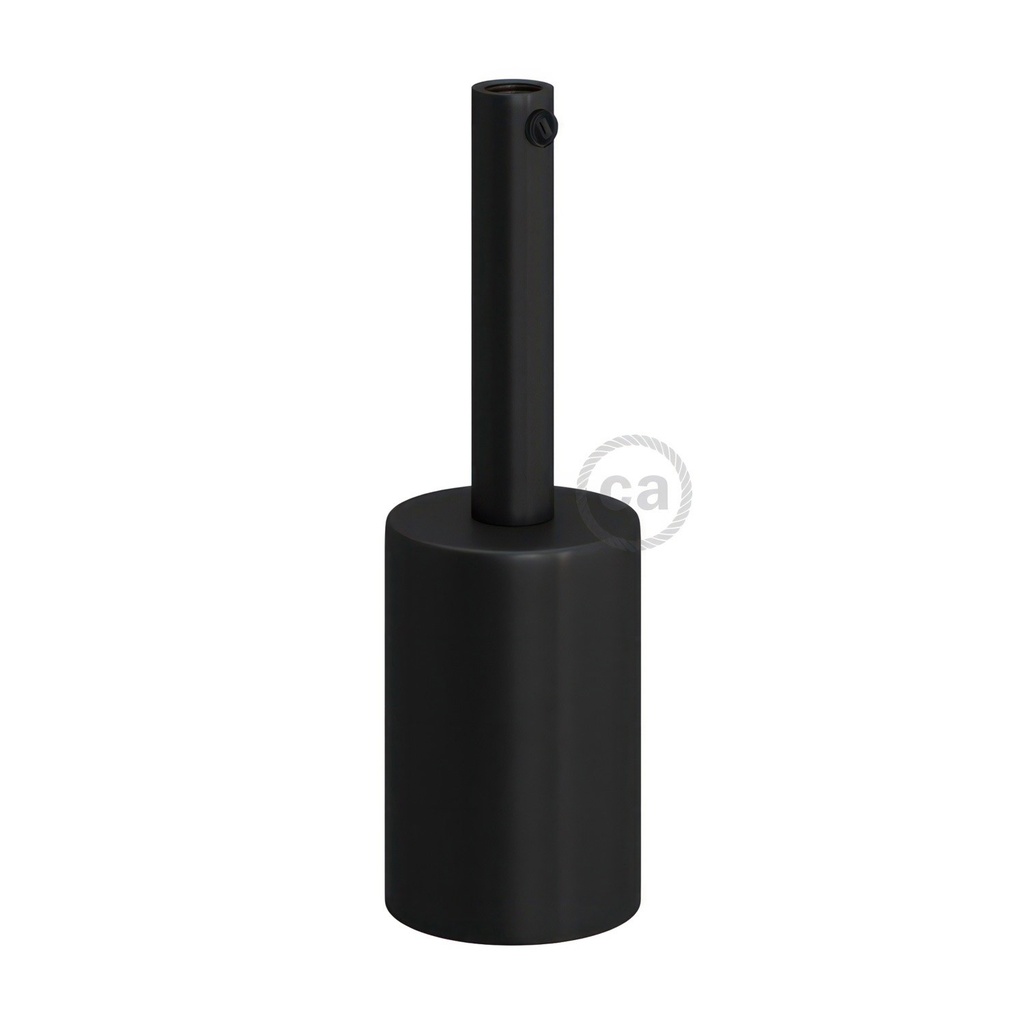 Kit portalampada E27 cilindrico in metallo con serracavo da 7 cm – Nero – foto 3