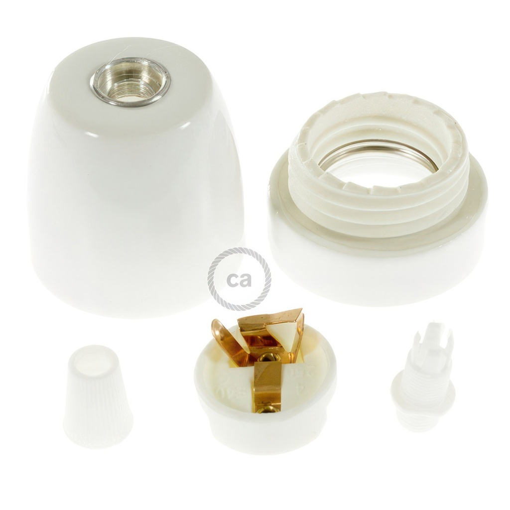 Porcelain E27 lamp holder kit – white – photo 2