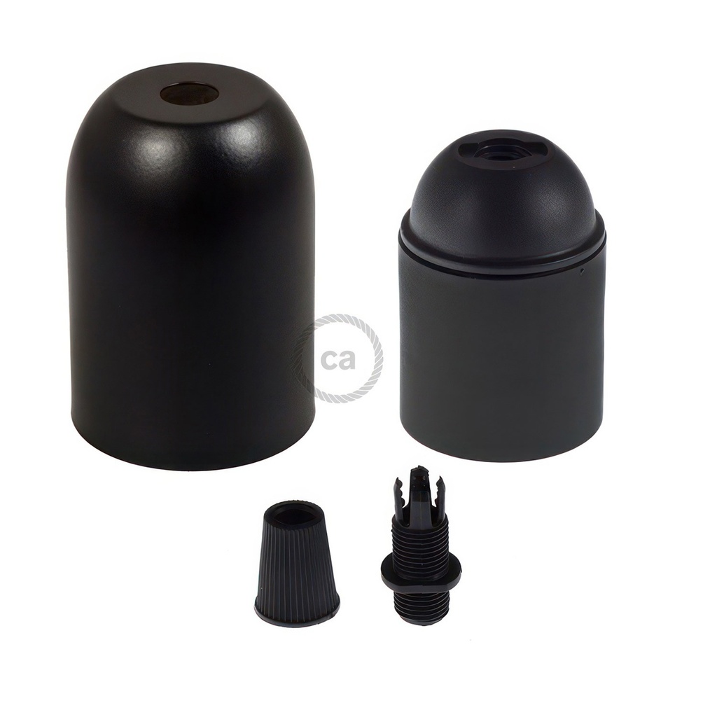 Kit douille E27 demi-sphérique en métal laqué – Noir – photo 2