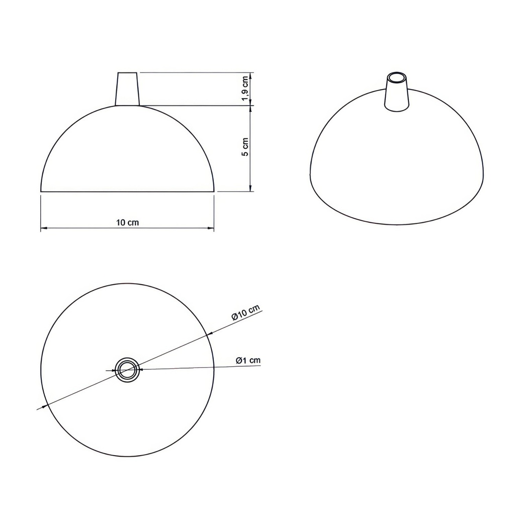 Half-sphere painted metal ceiling rose kit – black – photo 4