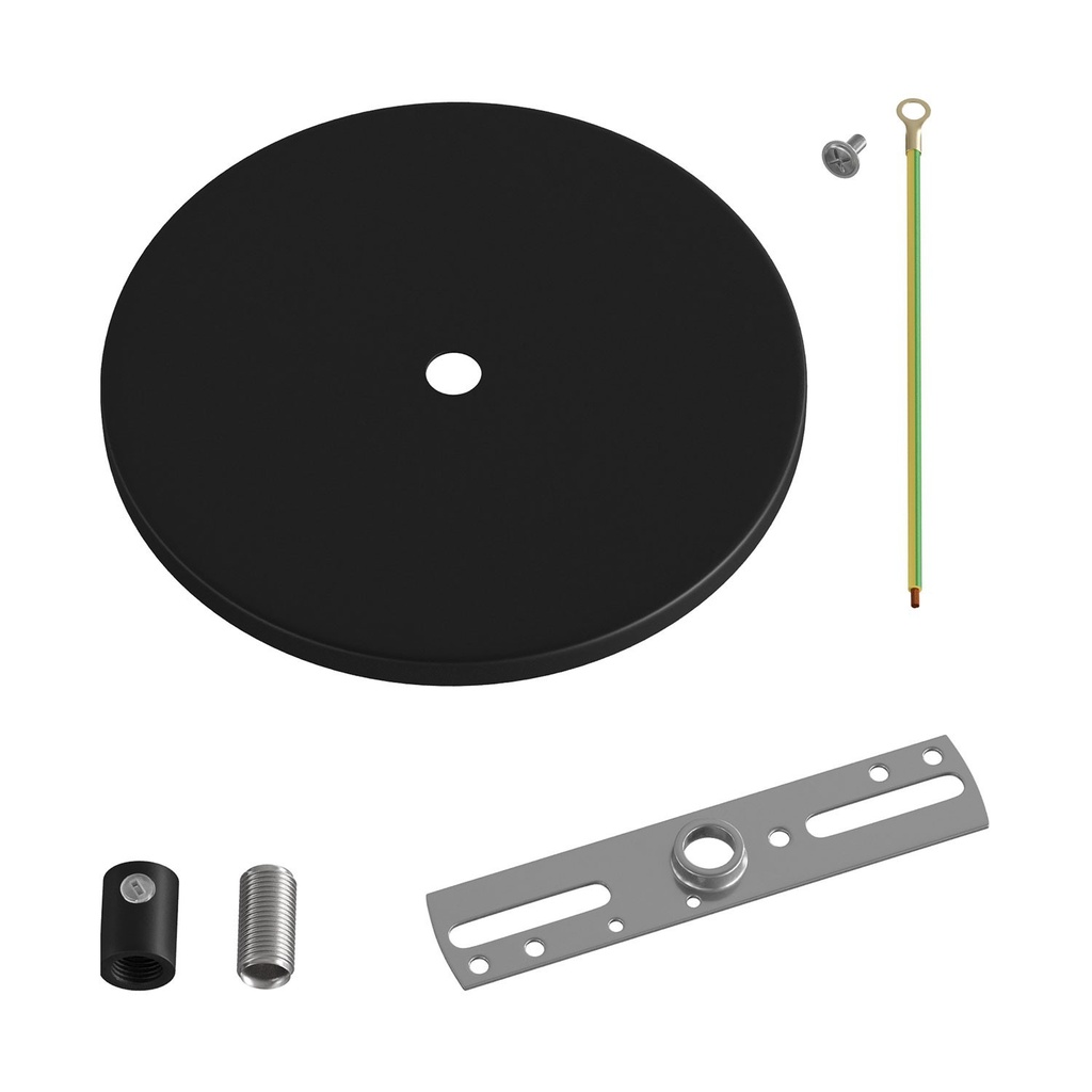 Flush-mounted ceiling rose with 1 central hole – Black – photo 2