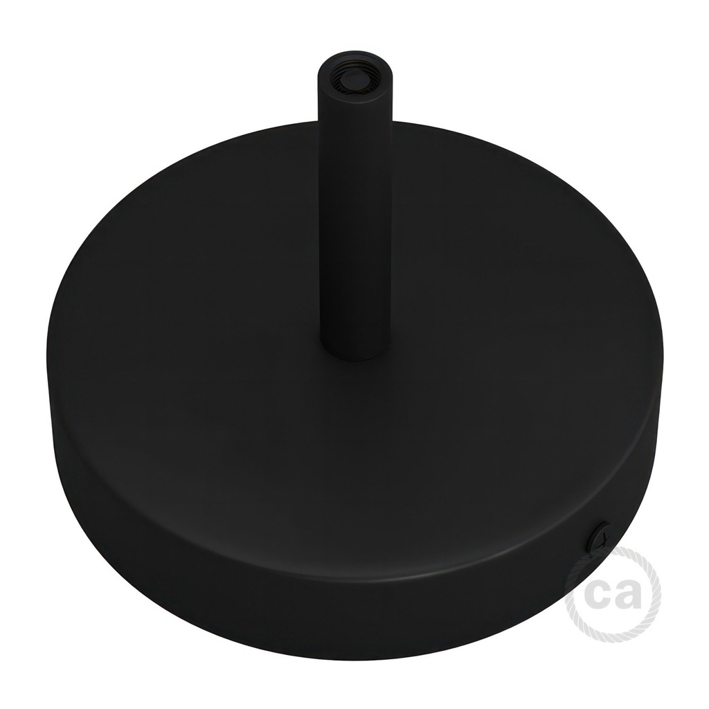 Cylindrical metal ceiling rose kit with 7 cm cable clamp – Black – photo 2