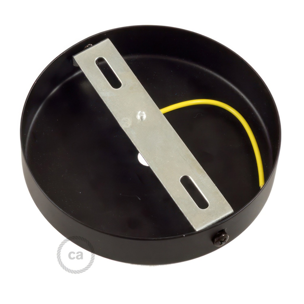 Cylindrical metal ceiling rose kit with 7 cm cable clamp – Black – photo 3