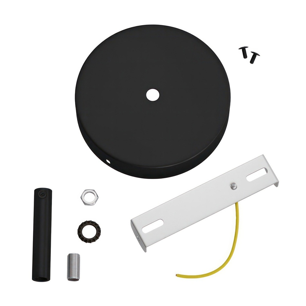 Cylindrical metal ceiling rose kit with 7 cm cable clamp – Black – photo 4