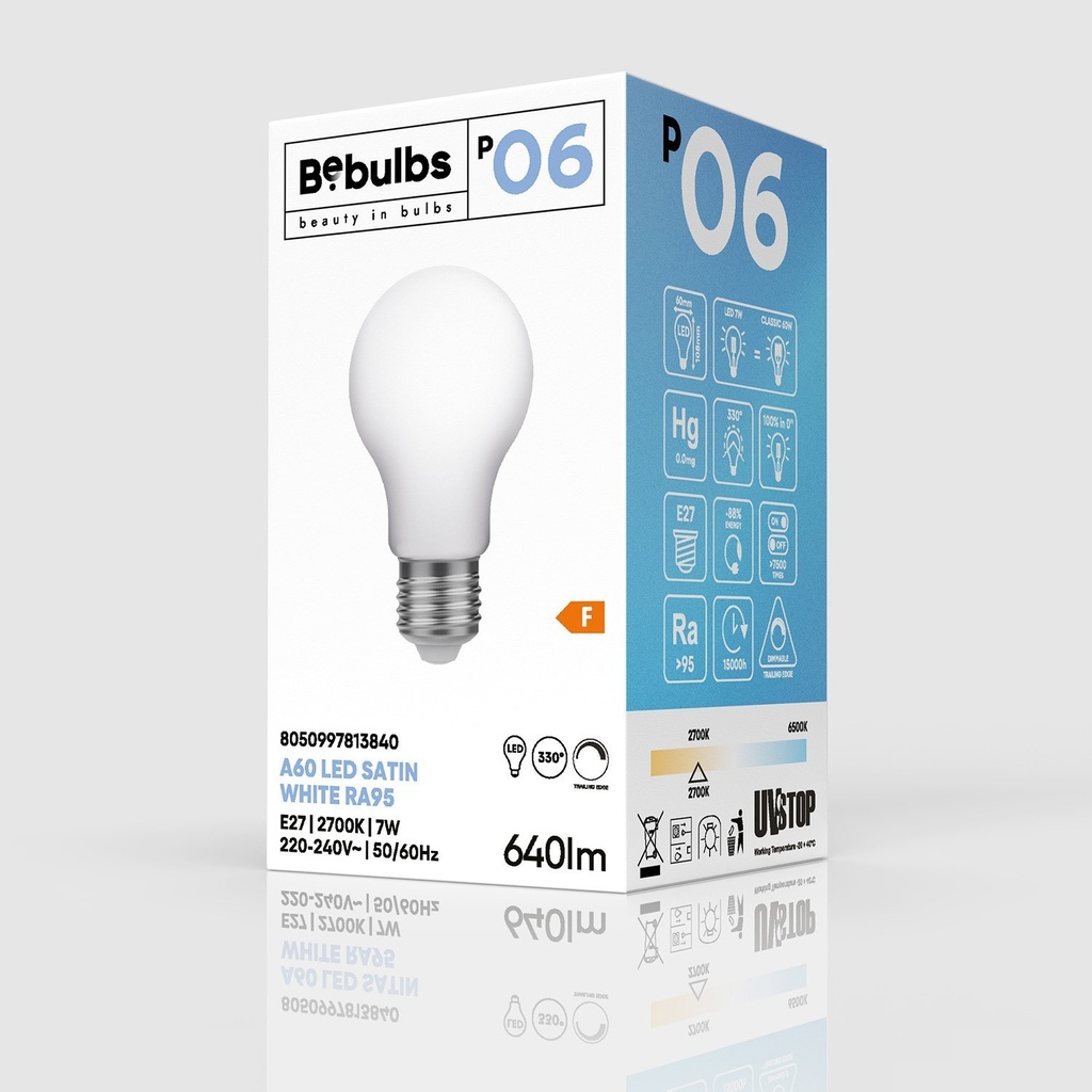 LED-Leuchtmittel Porzellan-Effekt CRI 95 A60 7W 640Lm E27 2700K dimmbar - P06 – Foto 4