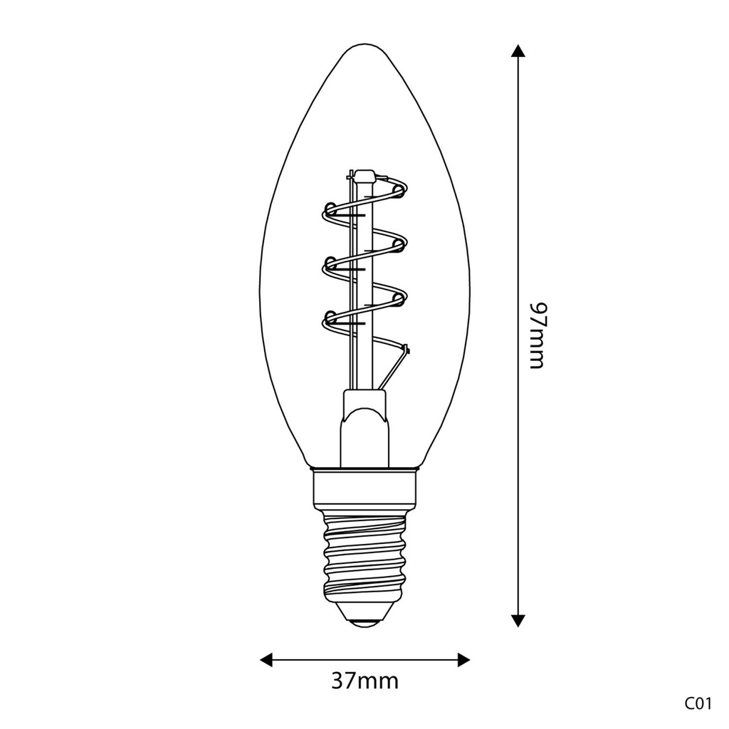 Lampadina LED dorata Carbon Line con filamento a spirale curvo, candela C35 2,5W 136Lm E14 1800K dimmerabile - C01 – foto 3