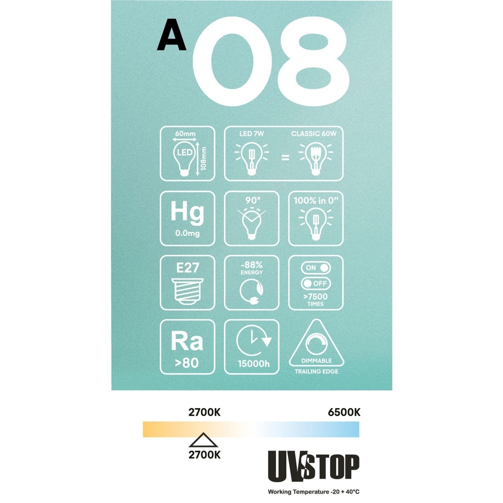 LED spot-effect bulb A60 7W 806Lm 2700K dimmable - A08 – photo 10