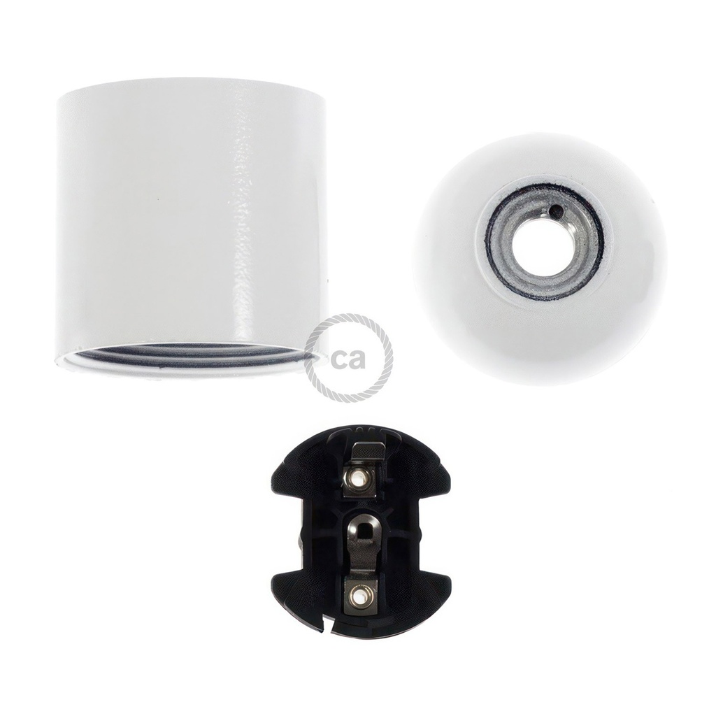 Kit portalampada E27 in bakelite – Bianco – foto 3
