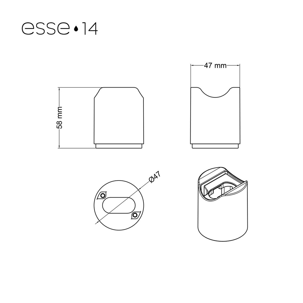 Portalampada Esse14 da parete o soffitto con attacco S14d - Waterproof IP44 – Bianco – foto 9