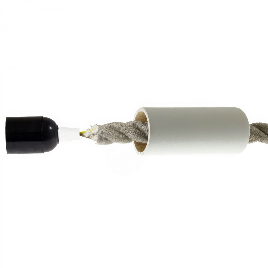 Kit douille E27 en bois pour cordon 2XL – Blanc – photo 3