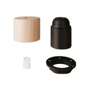 E27 cylindrical threaded wooden lamp holder kit with cable clamp for lampshade – photo 2