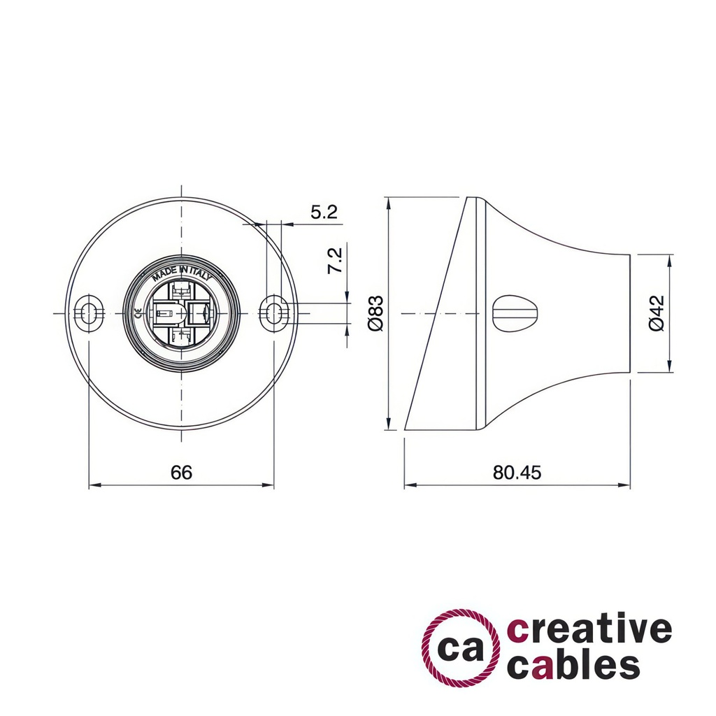 45° thermoplastic wall or ceiling lamp holder, E27 – White – photo 3