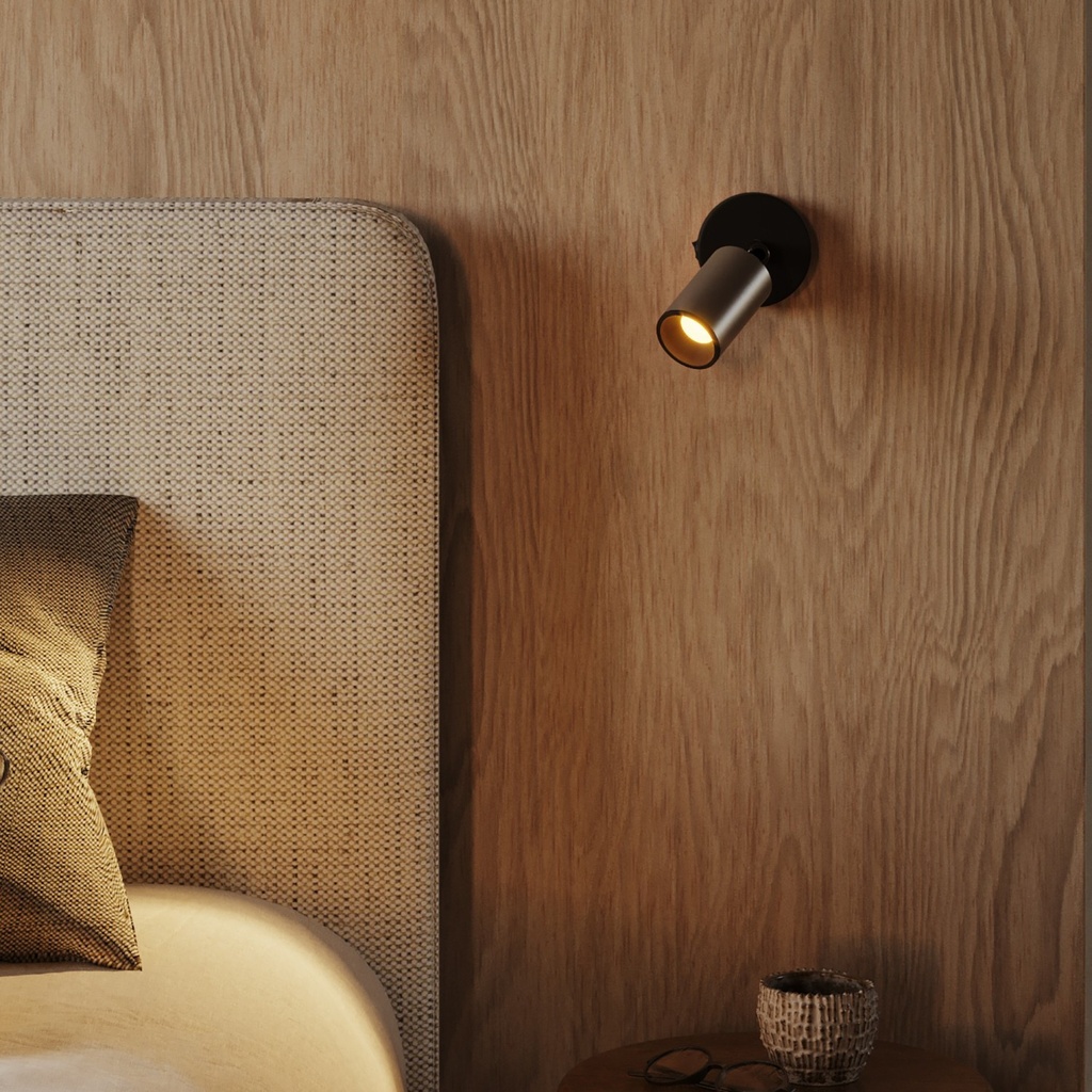 Faretto GU10 Spotlight LED Bispot con corpo in titanio satinato – Nero – foto 3