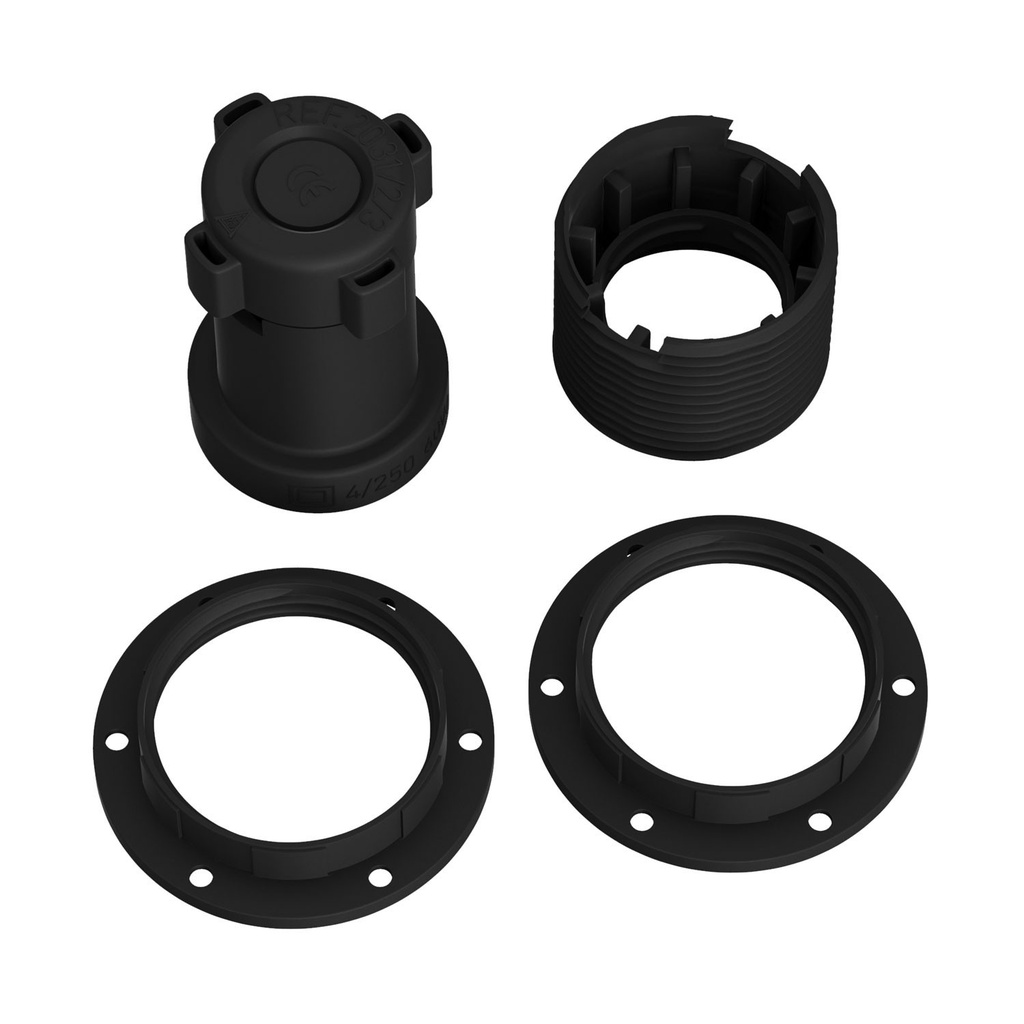 Kit douille E27 en thermoplastique noir à double bague pour abat-jour et guirlande Lumet – photo 5