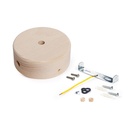 Mini cylindrical wooden ceiling rose kit with 1 central hole and 2 side holes - Neutral – photo 3