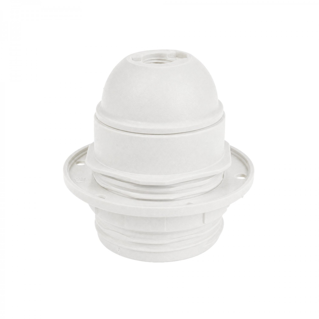 Douille E27 en thermoplastique avec jupe semi-filetée et bague – Blanc – photo 3