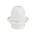 Douille E27 en thermoplastique avec jupe semi-filetée et bague – Blanc – photo 3