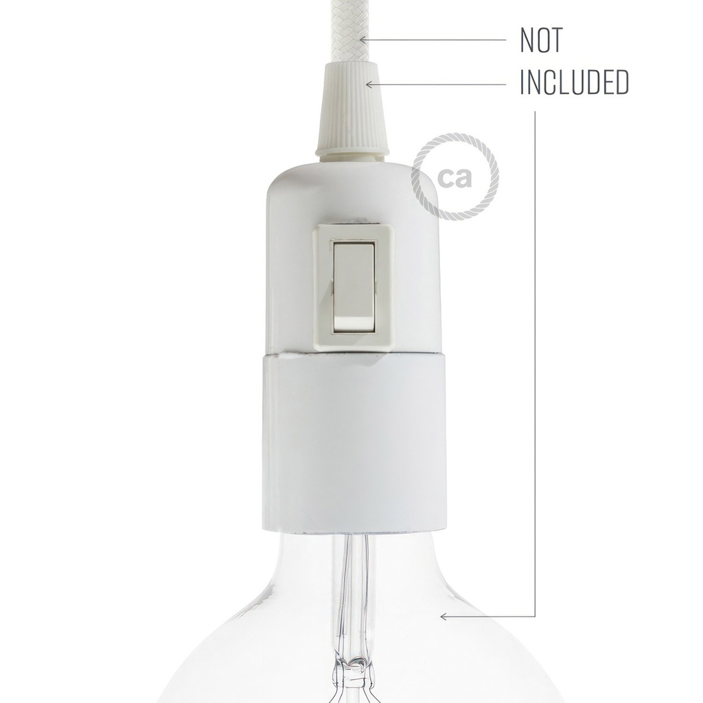 Bakelite E27 lamp holder kit with switch – White – photo 2