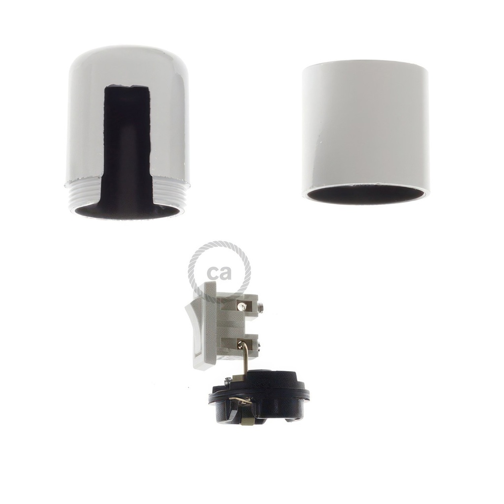 Bakelite E27 lamp holder kit with switch – White – photo 3