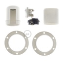 Kit douille E27 en thermoplastique avec double bague pour abat-jour et interrupteur – Blanc – photo 3