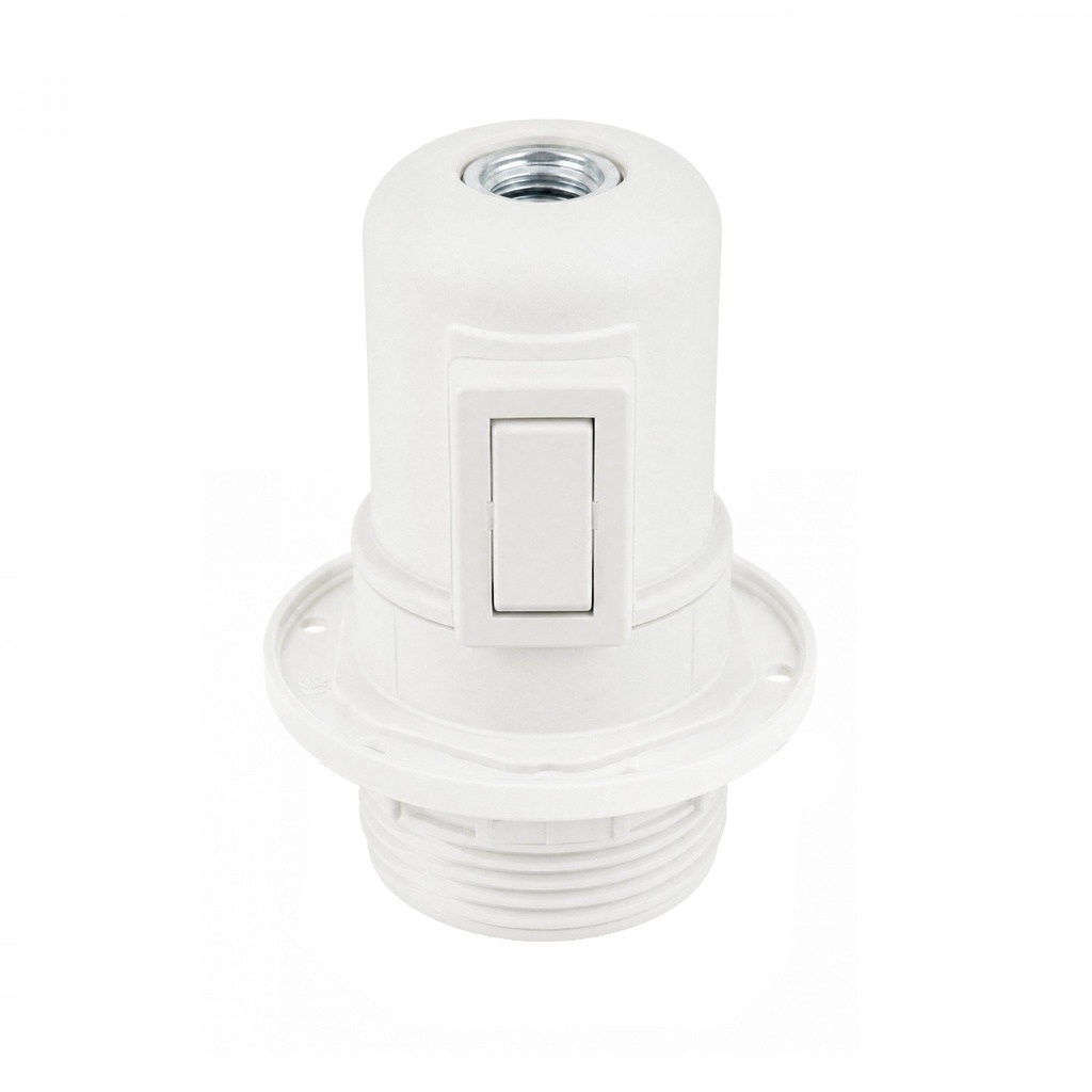 Portalampada E27 in termoplastica con camicia semifilettata, interruttore a bascula e ghiera – foto 3