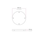 Round aluminium ceiling rose Ø 30 cm with mounting bracket and earth cable, with 4 front holes – Black, No side holes – photo 5