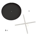 Round aluminium ceiling rose Ø 50 cm with mounting bracket and earth cable, 1 front cable entry – black, No side holes – photo 4