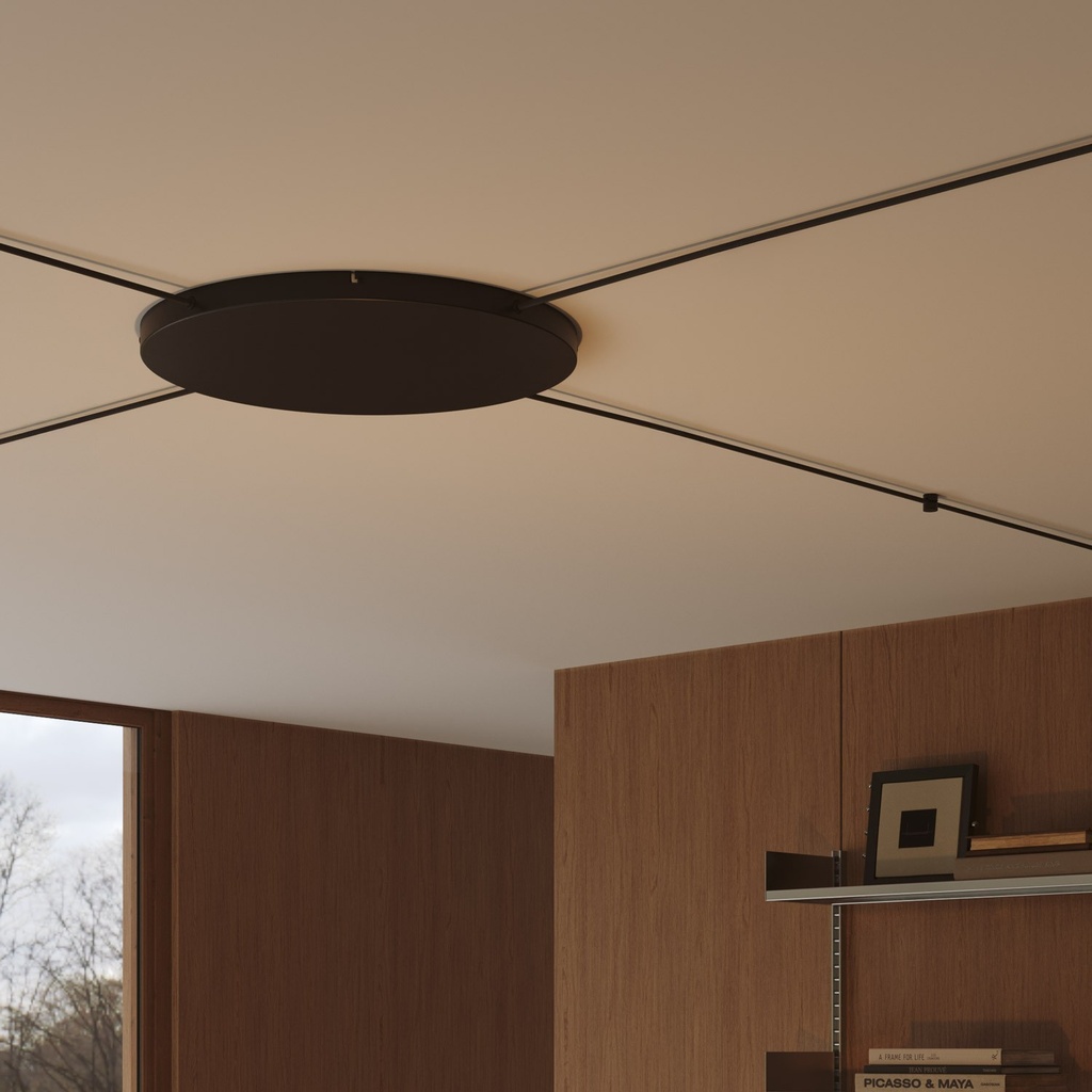 Rosone rotondo in alluminio Ø 50 cm con staffa, 4 fori laterali – Nero – foto 3