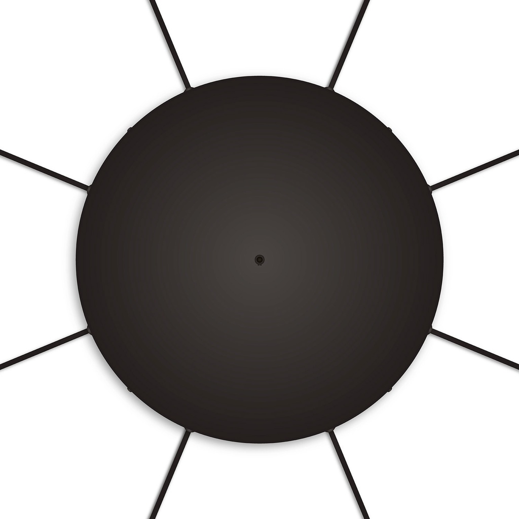 Rosace ronde en aluminium Ø 50 cm avec support de fixation et câble de terre, avec 8 entrées de câble latérales – Noir – photo 2