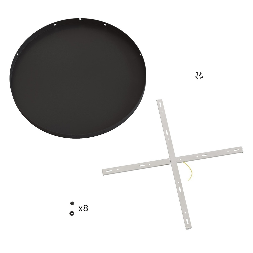 Rosace ronde en aluminium Ø 50 cm avec support de fixation et câble de terre, avec 8 entrées de câble latérales – Noir – photo 4
